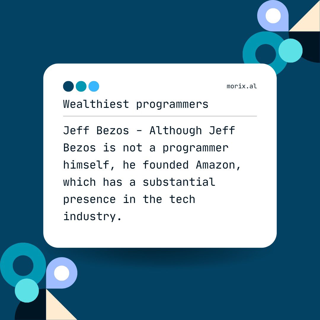 morixal's tweet image. "From lines of code to lines of wealth: The programmers who turned their passion into prosperity."
#TechTitans #CodeToFortune #ProgrammerPower #WealthyCoders #TechSuccessStories