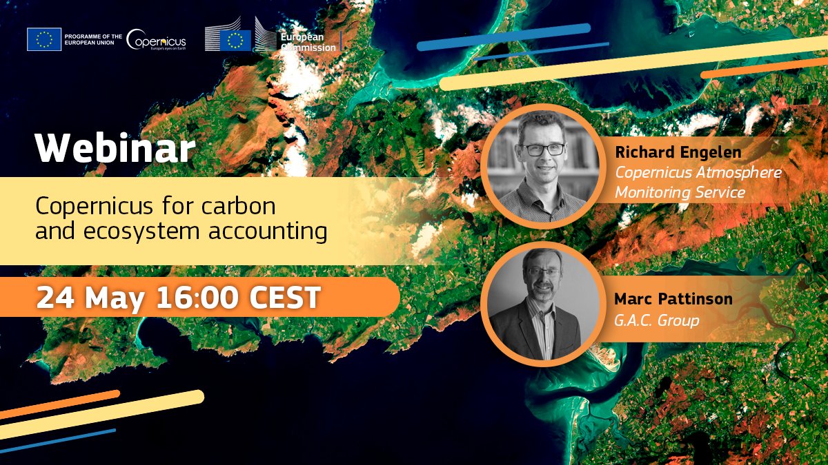 How can our data be an asset for carbon and ecosystem accounting practices? Join our upcoming webinar and hear from @RichardJEngelen (@CopernicusECMWF #CopernicusAtmosphere) and Marc Pattinson (@GAC_Group) to find out! 📅24 May | 16:00 CEST 👉Sign-up: e.copernicus.eu/Webinar_CO2