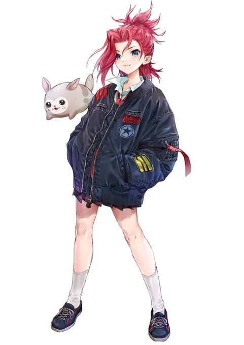 載せるのすっかり忘れてたけど去年animeNYCに招待してもらった時に描いた公式キャラクターちゃんの絵だよ!MA-1ぽいアウターを着てるキャラだったのでMA-1大好きマンとしてガチでMA-1を描きました