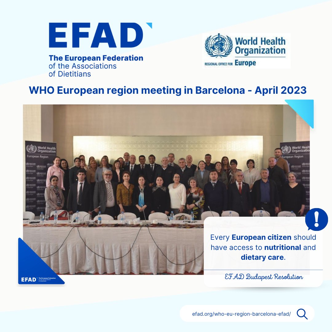 👉 Every #Europeancitizen should have access to #nutritionalcare👈
🗨  <a href="/WinekeRemijnse/">Wineke</a> EFAD's Ex. director participated as an expert in a meeting organized by <a href="/WHO_Europe/">WHO/Europe</a> in Barcelona this past April, in regard to #NCD management.
🔗 Learn more: efad.org/who-eu-region-…