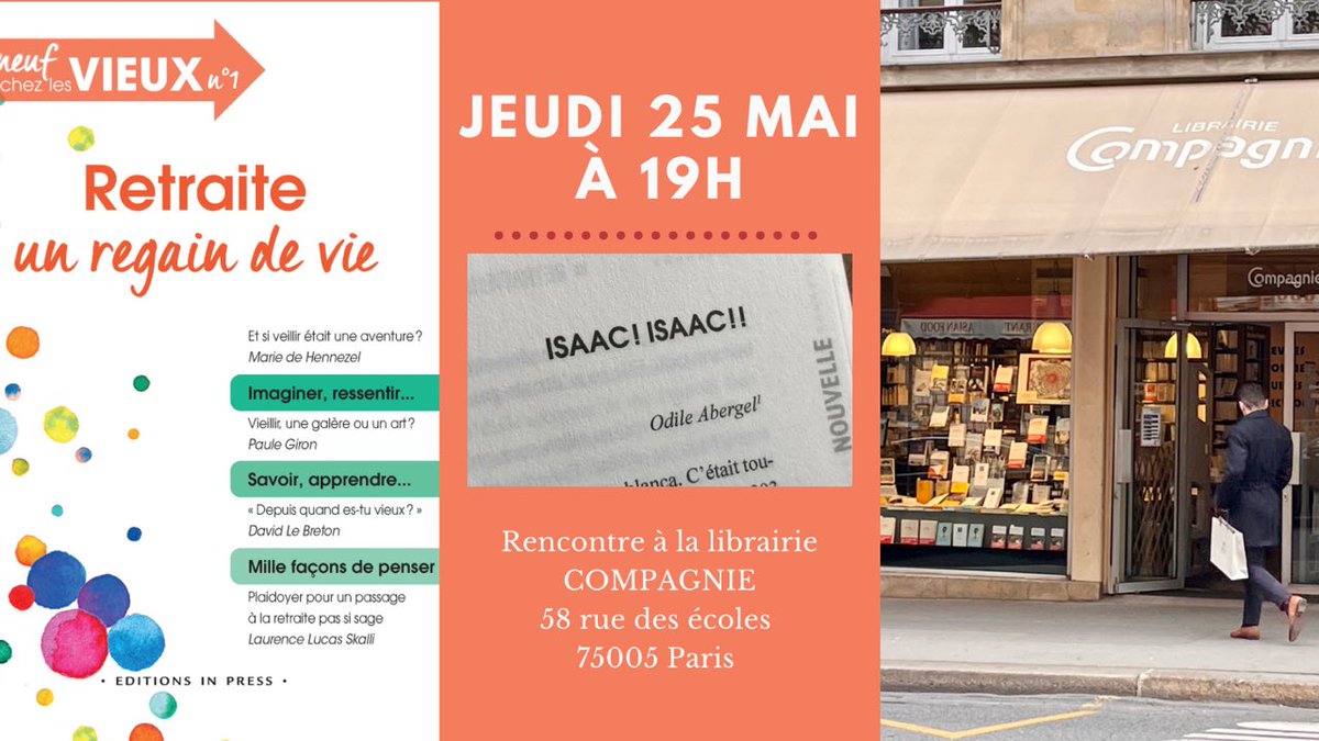 Dédicace à la Librairie Compagnie 75005 Paris <a href="/libcompagnie/">Librairie Compagnie</a> le 25 mai !
Venez m’y retrouver ainsi que tous les auteurs de la nouvelle collection « Du Neuf chez les Vieux » <a href="/EditionsInPress/">Éditions In Press</a> pour une rencontre/débat autour de ce premier numéro