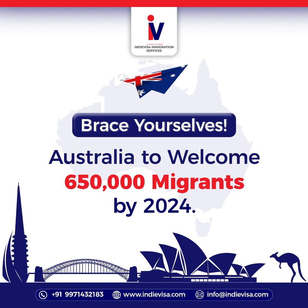 With over 650,000 migrants expected to make Australia their home by 2024, now is the perfect time to embark on your own migration story. 
Call +91 9971432183 today.
#Immigration #MovingAbroad #AustraliaVisa #AustraliaPR #Emigration #indievisaimmigration #indievisa