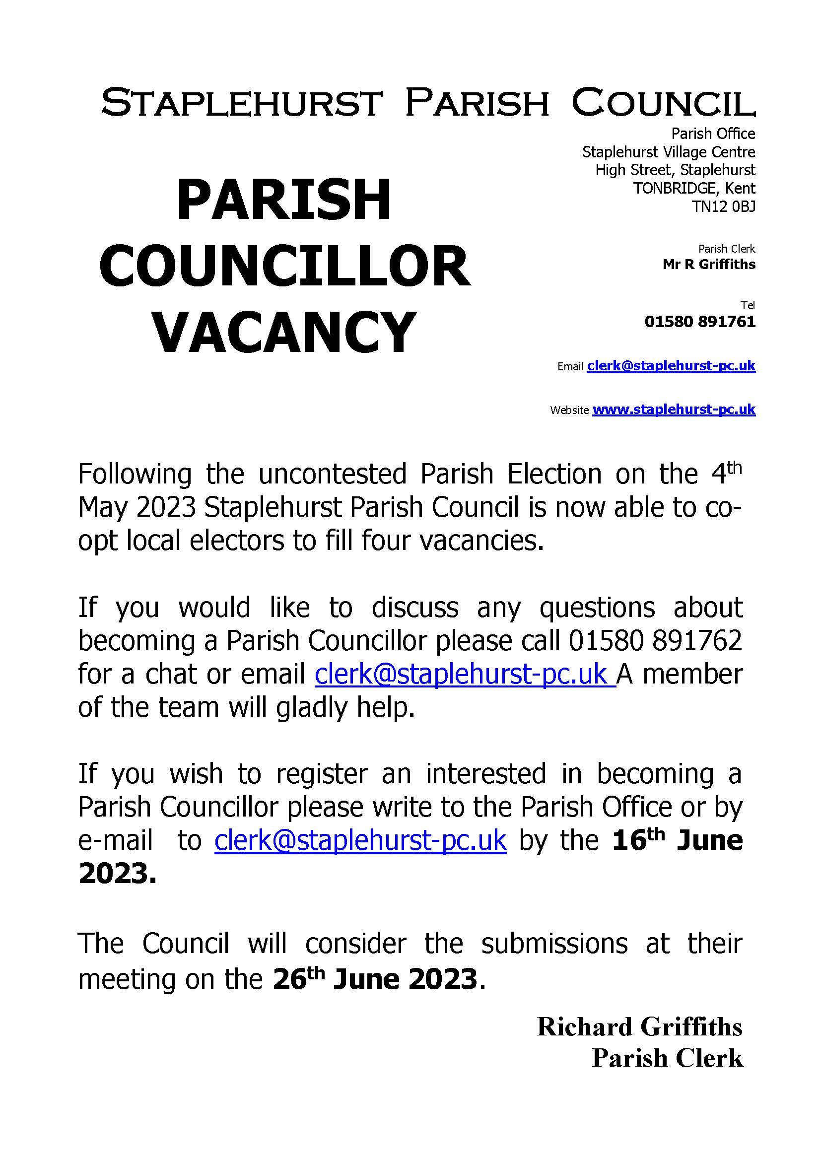 Staplehurst Parish Council (StaplehurstPar2) / Twitter