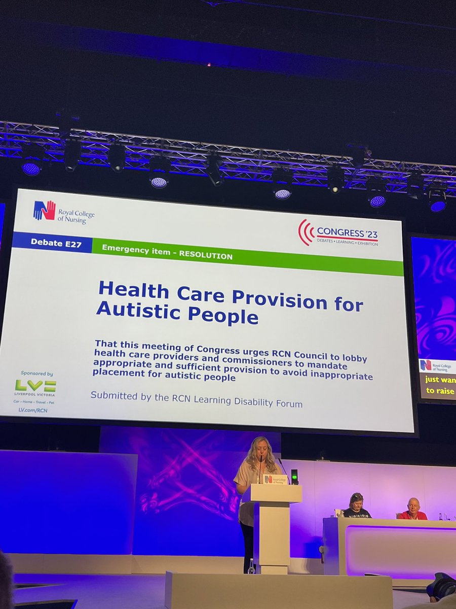 Incredibly moving discussion about healthcare provision for people with autism - big shout out to Chloe and Emma for getting up there and speaking.

Delighted that the voting was a sea of green and resolution passed - let’s get the discussion about neurodivergence going! #RCN23