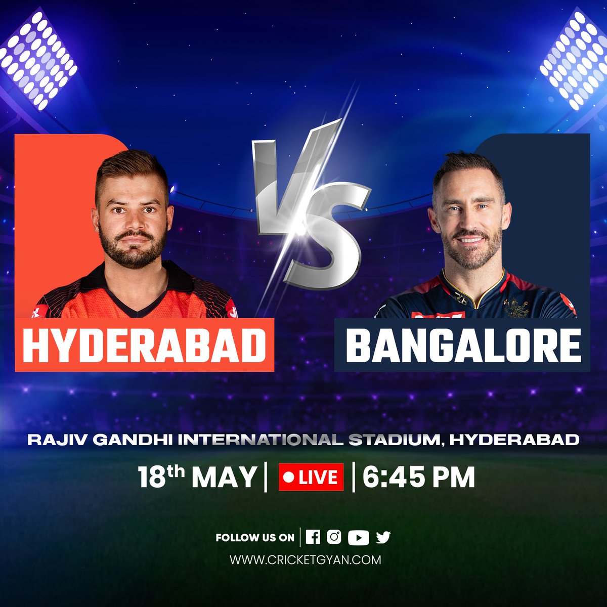 Its Hyderabad vs Banglore tonight. Who will claim victory in this nail-biting battle? Predict your winner in the comment box Who are you supporting, Hyderabad or Banglore? #rcb #SRHvsRCB #banglore #tataipl2023 #t20 #sunriseshyderabad #livingston #cricketgyan #cricket