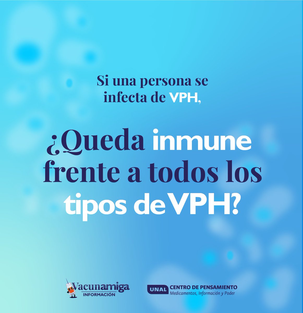Vacunamiga's tweet photo. #VacunamigaResponde Si una persona se infecta de VPH, ¿queda inmune frente a todos los tipos del virus? https://t.co/2fuYbnSXPP