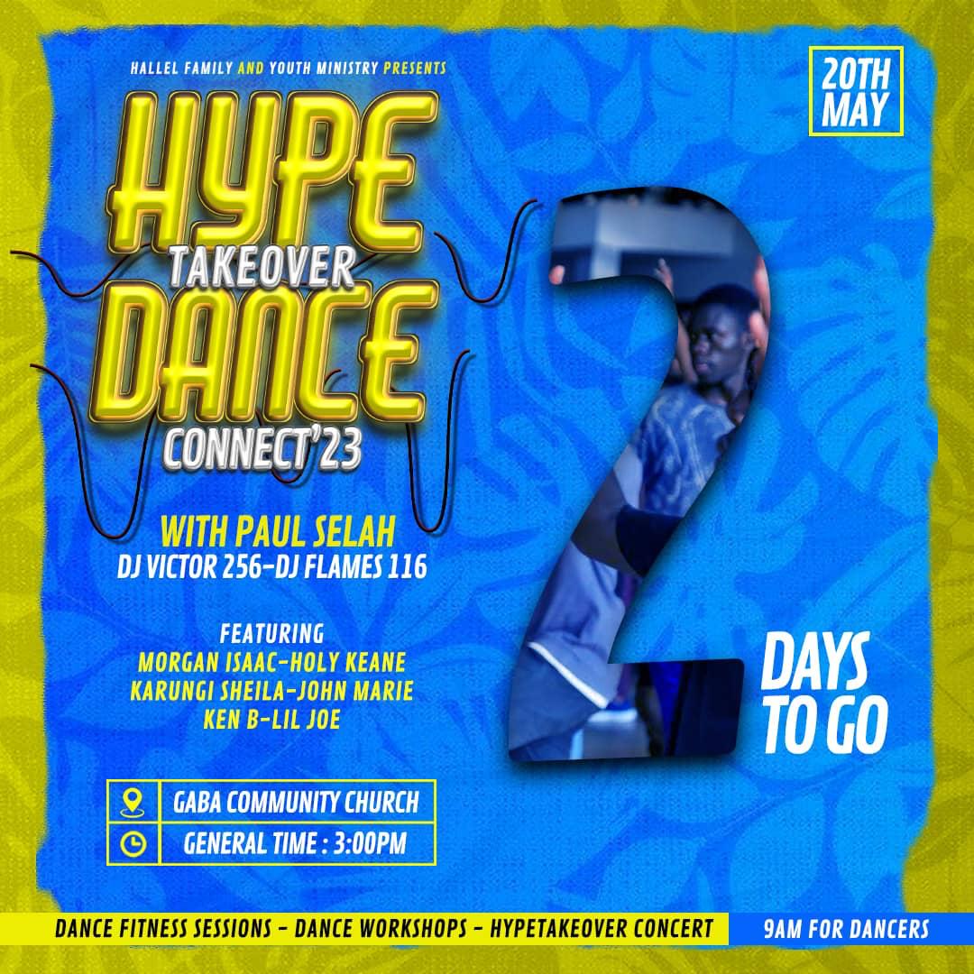 Two days to the most ballistic and epic dance concert ever 
Savored with lots of other great entertainment packages 

You need to be part of this history-making event 
<a href="/hypetakeover/">Hype Take Over</a> dance connect concert 
20th May 
<a href="/Gaba_Church/">Gaba Community Church</a> 
3 pm 
Free entry 
#HypeTakeOver