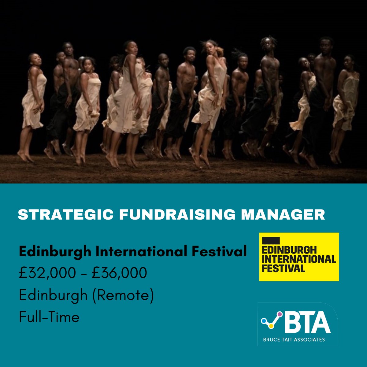 Edinburgh International Festival
Strategic Fundraising Manager
£32,000 - £36,000
Edinburgh (Hybrid)
Full-Time

For more information about this exciting opportunity:
brucetaitassociates.net/vacancy/32

#JobOpportunity #StrategicFundraisingManager #ArtsandCultureJobs #FundraisingJobs