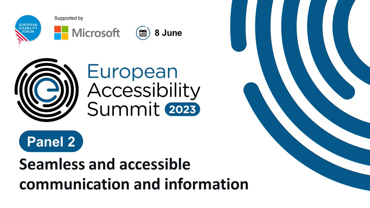 Panel's speakers, 'Seamless & accessible communication & information':
➡️ @BiancaPrins, Global Head of Accessibility, @ING_news
➡️ Tom Van Den Bosch, Chief Product Officer, @itsmeDigitalID
➡️ Jan-Jaap Hamers, Project Leader Digital Inclusion, @KPN
➡️ @best_lidia, @efhoh President