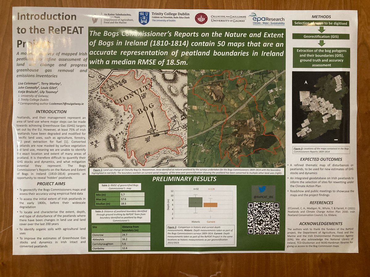 Also in the running is this work of art from <a href="/GalwayGeography/">University of Galway Geography</a>'s <a href="/lisaccoleman/">Lisa Coleman</a>, which details her work as part of the <a href="/RePEAT_IRE/">RePEAT Project</a> project - we LOVE a good map, and so this is top tier Geography poster content! Nice work!! 🗺️

#CIG2023