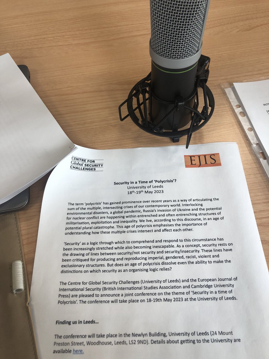 InsecurePod's tweet photo. ‘Security in a Time of Polycrisis?’
Getting ready to talk to some incredible academics at #cgscconf
Thanks @CGSCLeeds and @EJIntSec for this opportunity to create a special episode for our season 2 of Insecure: A Security Podcast! https://t.co/kTgaPPWdTT