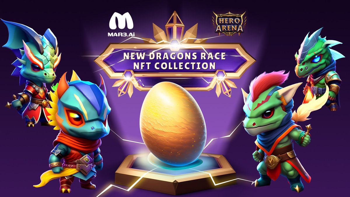 🐲 INTRODUCE NEW DRAGONS RACE NFT COLLECTION 📷@Mar3_AI📷@HeroArena_Hera 🏆 Be among the Top 10 fastest users who own 10 different NFTs and win $50 $HERA tokens! 🔥 May 21st - May 31st, 2023 (UTC) 📌 Galxe link: galxe.com/mar3ai/campaig…… #HeroArena #NFTs #Mar3AI #Gamefi