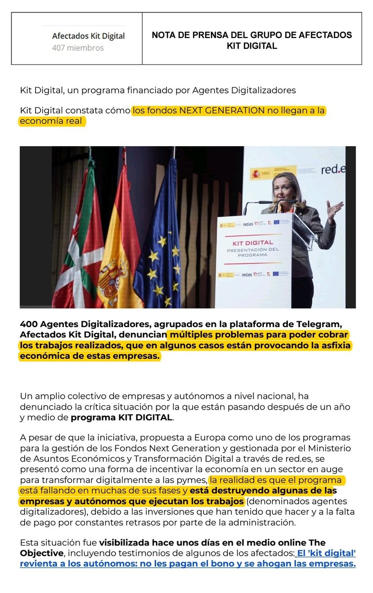 juanBravoBaena's tweet photo. Los Fondos Europeos no se están gestionando bien y no llegan a la economía real. 

El Kit Digital es prueba de ello.

No puede ser que una oportunidad histórica para transformar y mejorar España acabe con miles de autónomos y pymes cerrando por la incompetencia de este Gobierno. https://t.co/WpdIIvSLoa