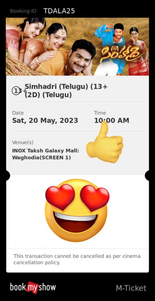 Gujarat #Vadodara House full #Simhadri4K 10 am show .
#NTR𓃵 #JrNTR #NTR30FirstLook #NTRBirthdayCDP #Devara .