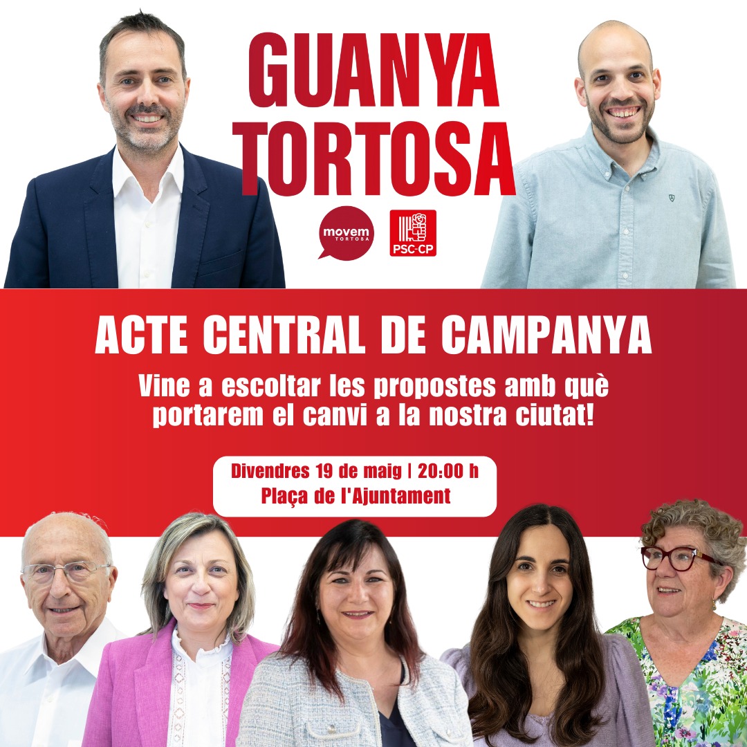 MovemTortosa's tweet photo. Tortosa, ha arribat el moment de començar a fer història... i sabem com fer-ho! 🙌🏼

Sigues part del canvi que la nostra ciutat necessita💪🏼

T’esperem aquest divendres a l'acte central de campanya! 😉📢

#GuanyaTortosa #JordanAlcalde2023 https://t.co/Xc4ATPtXNQ