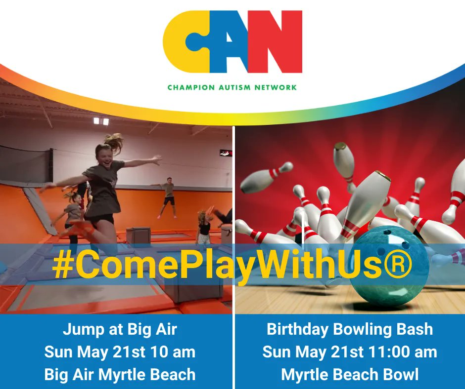 Join our events this weekend! Check the events page for details! buff.ly/3e6pX0Y  

#ComePlayWithUs® #YesYouCAN® #ChampionAutismNetwork #AutismAcceptance #SensoryFriendly #AutismAwareness #Autism #AutismCommunity #AutismFamily #AutismFamilyExperiences