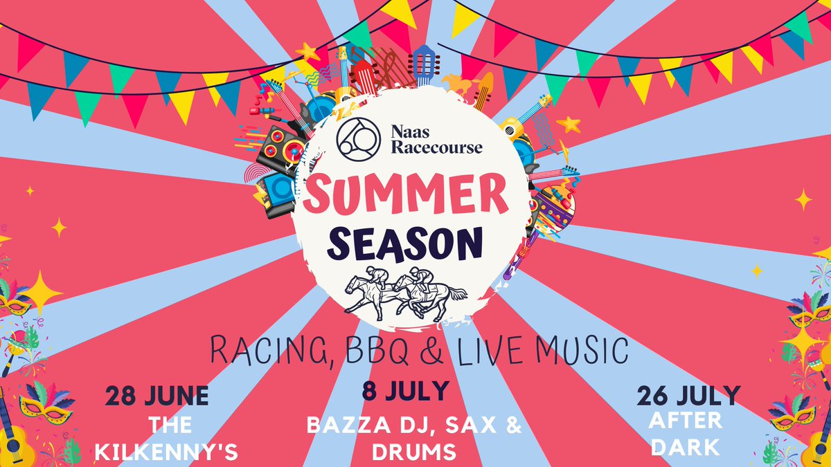 NEWS 🗞️ Sizzling Summer in Store at Naas Racecourse 🔥 Our Summer Racing & BBQ Evenings are back & are perfect opportunity to get a group of friends, family or colleagues together to enjoy good racing, music & great food☀️🏇🎸 Find out what's in store👉bit.ly/3MyUhQd