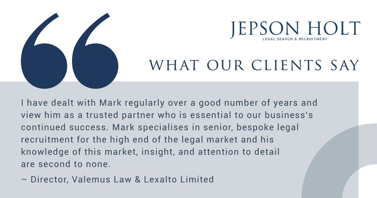 At Jepson Holt, we genuinely want to help make a match between first-rate candidates and firms where they can thrive. Feedback like this is why we do what we do!

#clienttestimonial #legalcareer #lawcareer #lawstudents #lawyers #lawfirms #legalrecruitment #lawyerjobs