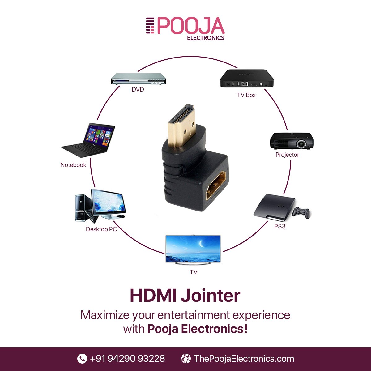 Enjoy seamless audio and video transmission with our top-notch HDMI cables with the HDMI Jointer.
.
#poojaelectronics #hdmijointer #HighDefinition #Connectivity #AudioVideo #HomeTheater #Entertainment #TechAccessories #DigitalConnections #HighSpeed #TrustedRepairs