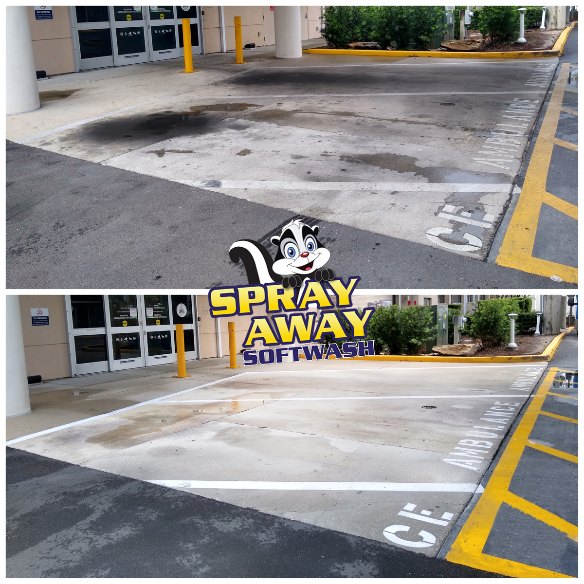 Grease, Dirt, Bacteria being tracked into YOUR business?  CALL the SKUNK! 507-381-4597 SprayMyRoof.com #RoofCleaning #ConcreteCleaning #Bacteria #paverclean #WindowClean #driveway #SoftWash #PressureWash #SpringClean #MankatoMN #RochesterMn #OwatonnaMn #GasPump #Hospital