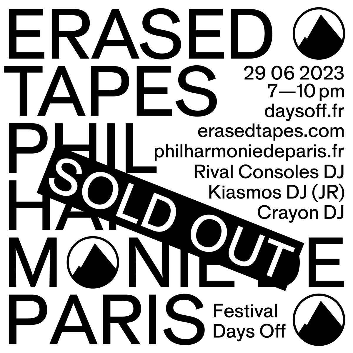 Erased Tapes (@erasedtapes) on Twitter photo On June 29 there’ll be a night of electronic music featuring DJ sets from <a href="/kiasmos_/">Kiasmos</a> (JR), @RivalConsoles and <a href="/Crayonoff/">Crayon</a> on the rooftop of <a href="/philharmonie/">Philharmonie de Paris</a> de Paris, which sold out before we were able to announce it..
Register to their waiting list here: philharmoniedeparis.fr/fr/activite/co… On June 29 there’ll be a night of electronic music featuring DJ sets from <a href="/kiasmos_/">Kiasmos</a> (JR), @RivalConsoles and <a href="/Crayonoff/">Crayon</a> on the rooftop of <a href="/philharmonie/">Philharmonie de Paris</a> de Paris, which sold out before we were able to announce it..
Register to their waiting list here: philharmoniedeparis.fr/fr/activite/co…
