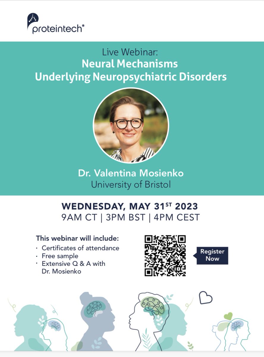 Meg Elley (@meg_elley) on Twitter photo As a part of mental health awareness month, <a href="/Proteintech/">Proteintech Group</a> are hosting a webinar with <a href="/Dr_VMosienko/">Dr Valentina Mosienko (she/her)</a> on the neural mechanisms underlying neuropsychiatric disorders 🧠
31st of May, 3pm BST / 4pm CEST
Sign up here: ptglab.zoom.us/webinar/regist… As a part of mental health awareness month, <a href="/Proteintech/">Proteintech Group</a> are hosting a webinar with <a href="/Dr_VMosienko/">Dr Valentina Mosienko (she/her)</a> on the neural mechanisms underlying neuropsychiatric disorders 🧠
31st of May, 3pm BST / 4pm CEST
Sign up here: ptglab.zoom.us/webinar/regist…