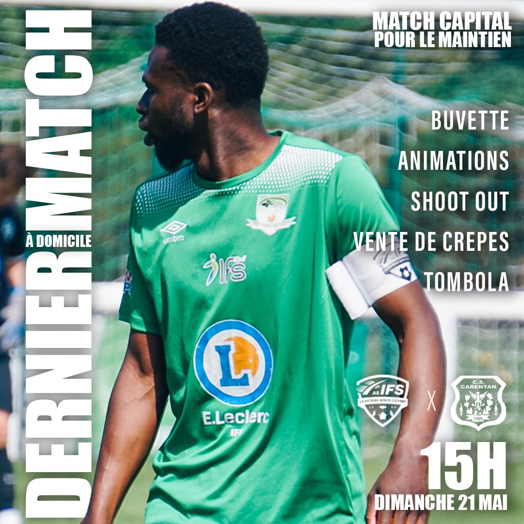 Animations, buvette, vente de crêpes, tombola, objectif victoire pour nos Séniors A ce dimanche ! 

Rendez-vous sur notre terrain d'Honneur à partir de 14h pour encourager nos Séniors A qui affrontent l'US Carentan !📷

#lavictoiremériteleffort