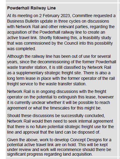 SpokesLothian's tweet photo. #edinwebcast
Discussing #Powderhall disused rail line
Disappointing response from @NetworkRail
Councillor @DAstonSNP amendment seeks more pressure
@CllrScottArthur agrees - will write a 'persuasive' letter to @NetworkRailSCOT
@edfoc @johnrobson87 @james_dalgleish https://t.co/227M5XDDLA