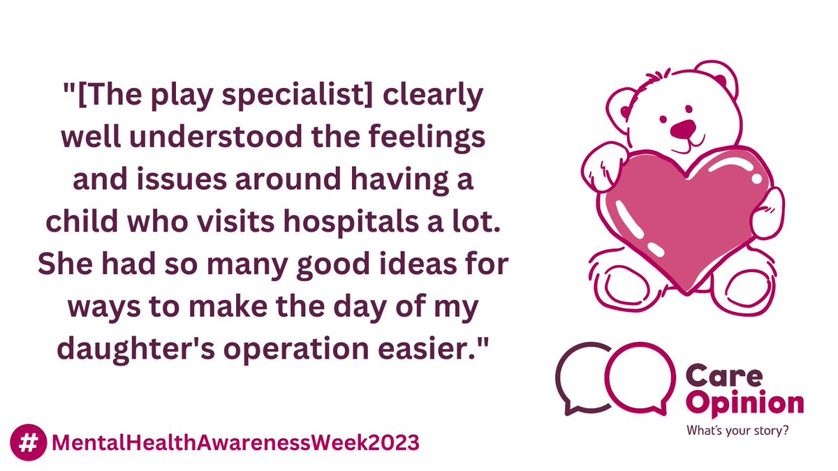 Care Opinion Scot (@careopinionscot) on Twitter photo This author thanks the #RACH Play Service for lessening the #anxiety of repeated hospital visits & for their support with keeping calm in the run-up to their daughter's procedure. <a href="/NHSGrampian/">NHS Grampian</a> #MentalHealthAwarenessWeek #ToHelpMyAnxiety Read more below ๐
careopinion.org.uk/1031432 This author thanks the #RACH Play Service for lessening the #anxiety of repeated hospital visits & for their support with keeping calm in the run-up to their daughter's procedure. <a href="/NHSGrampian/">NHS Grampian</a> #MentalHealthAwarenessWeek #ToHelpMyAnxiety Read more below ๐
careopinion.org.uk/1031432