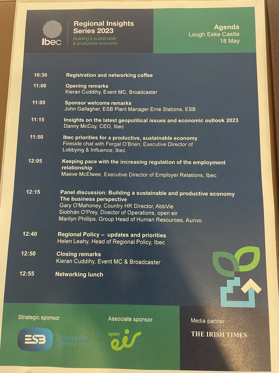 Great line up for the <a href="/ibec_irl/">Ibec</a> Regional Insights Series in #Donegal this morning  #skillsforbusiness #regionalskills #skillsnorthwest