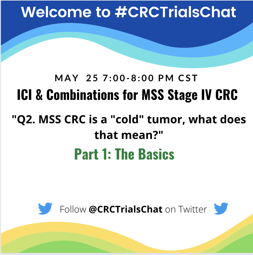 Q2: People talk about #MSS #CRC as a cold 🧊tumor, what does this mean?
#CRCTrialsChat @OncoAlert #colorectalcancer