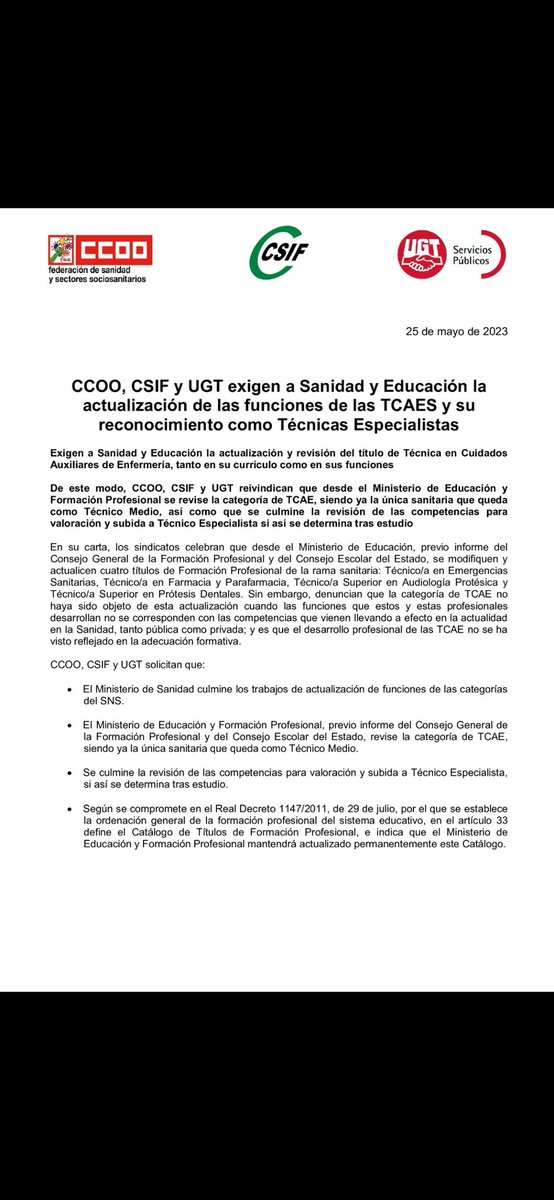 @fssccoo @Humberto_mb @PabloFSSCCOO @TopLogan77 @RocioRMendoza @jjordan74 @JESUSCABRERAGON @silviaFSSCCOO @Yol_26 @RosaCuadradoA @muriel_gar Ya tenéis Recogidas las Funciones con Documentos por Servicios y ya habéis tenido reuniones con el Ministerio de Sanidad, esperemos que no os líes otra vez a reunión tras reunión y sigamos igual!Actualización Ya de FP1.400H Logse,Categoría y Funciones del  73 de Técnicos Tcaes!💪