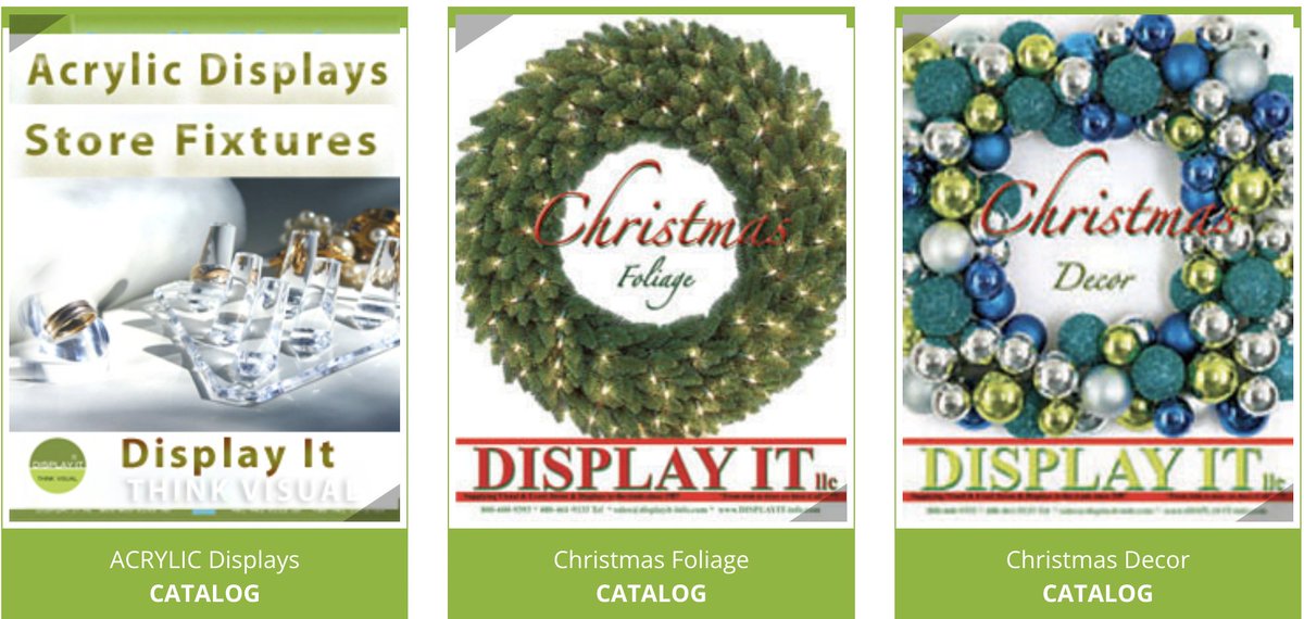 Get our Wholesale Catalogs:

⭐Acrylic Displays & Store Fixtures💍
⭐ Christmas Decor ❄️
⭐️️Artificial Christmas Foliage🎄

► displayit-info.com/catalog.html

#retailers #store #visualdisplays #merchandising