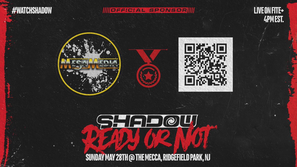 WatchShadowLive's tweet image. “Ready or Not” Sunday May 28th is brought to you by @MesaMedia1:

Florida’s premier live event video production company. Hosting an event &amp;amp; need an experienced video team? Contact MesaMedia today

🔗: instagram.com/smesa85?igshid…

(#WatchSHADOW on @FiteTV+)