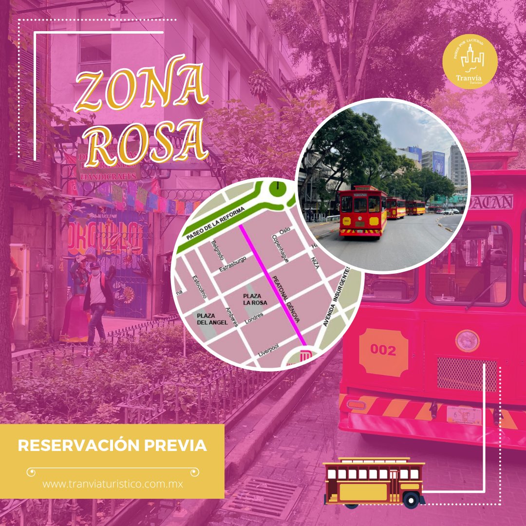 Une a tu grupo de amigos y conozcan la historia de una de las colonias más icónicas de la CDMX, Zona Rosa, junto al Tranvía Turístico.

¿Están listos? Realiza tu reservación aquí: tranviaturistico.com.mx/zona-rosa/