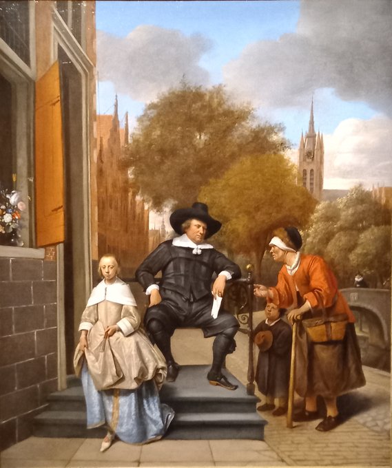 Last chance to see the splendid #Vermeer's Delft #exhibition, on till June 4 <a href="/PrinsenhofDelft/">Museum Prinsenhof Delft</a>. Read all about it: art-exhibitions.blogspot.com/2023/03/vermee…. Pictured: Jan Steen, Adolf and Catharina Croeser, Known as ‘The Burgomaster of Delft and his Daughter’, 1655, 
<a href="/rijksmuseum/">Rijksmuseum</a>