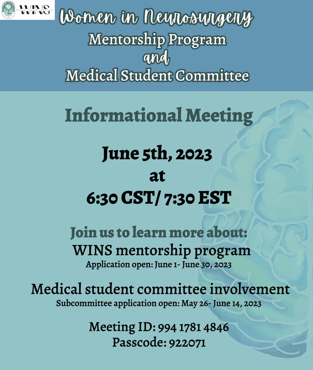Want to be a part of our Medical Student Committee or Mentorship Program? Mark your calendars for this upcoming info session on WINS medical student opportunities!
