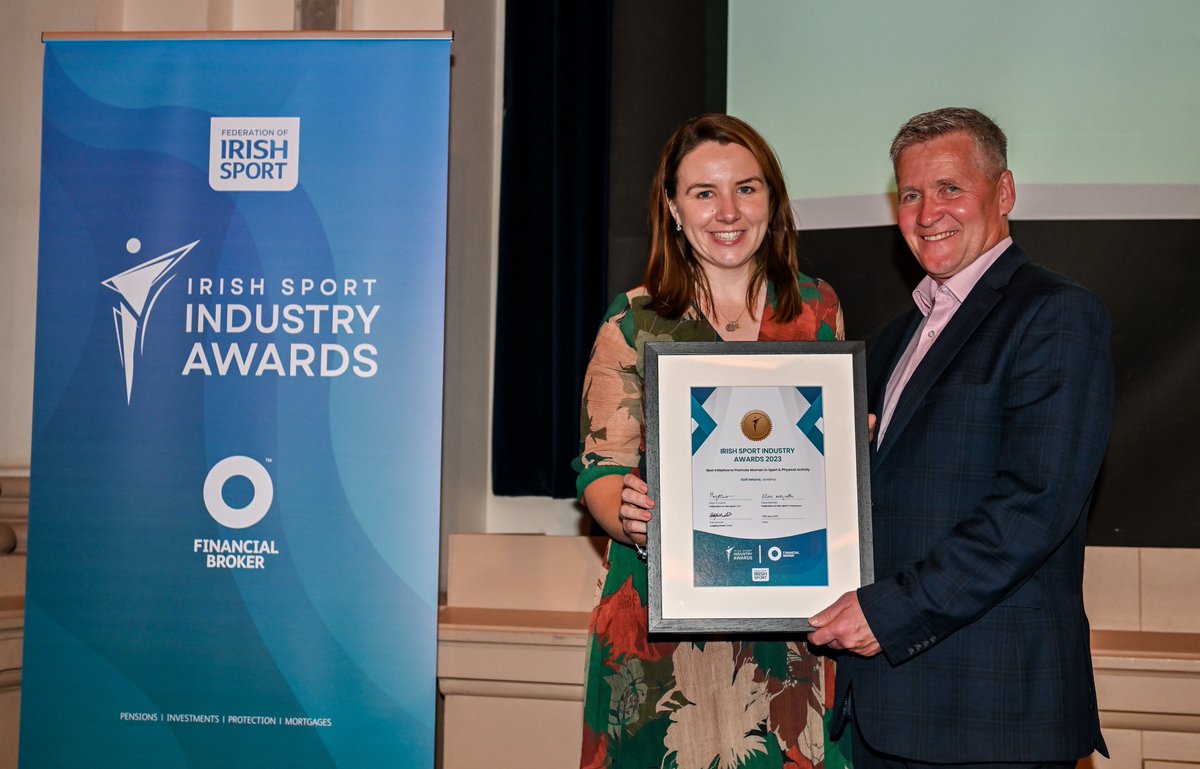 iresport's tweet photo. Our next award is the ‘Best Initiative to Promote Women in Sport &amp; Physical Activity’ award which is sponsored by @SportforBusines. 

And the award goes to...

@GolfIreland_ for their 'Level Par' initiative which focused on equality in golf at all levels.

#SportMatters #ISIA23 https://t.co/BGCQSNeUfA