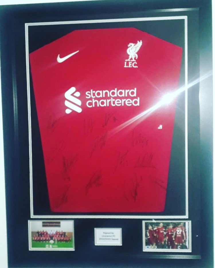 Signed 2022 liverpool shirt With certificate of authenticity for raffle @£5 a go to be drawn Sunday at the Ralph culbert cup proceeds going to <a href="/MelanomaUK/">Deborah Thomassen</a> the club&amp; <a href="/mezfoundation16/">MezFoundation#16</a> inbox for bank details tickets allocated once paid any remaining tickets will be sold on the day