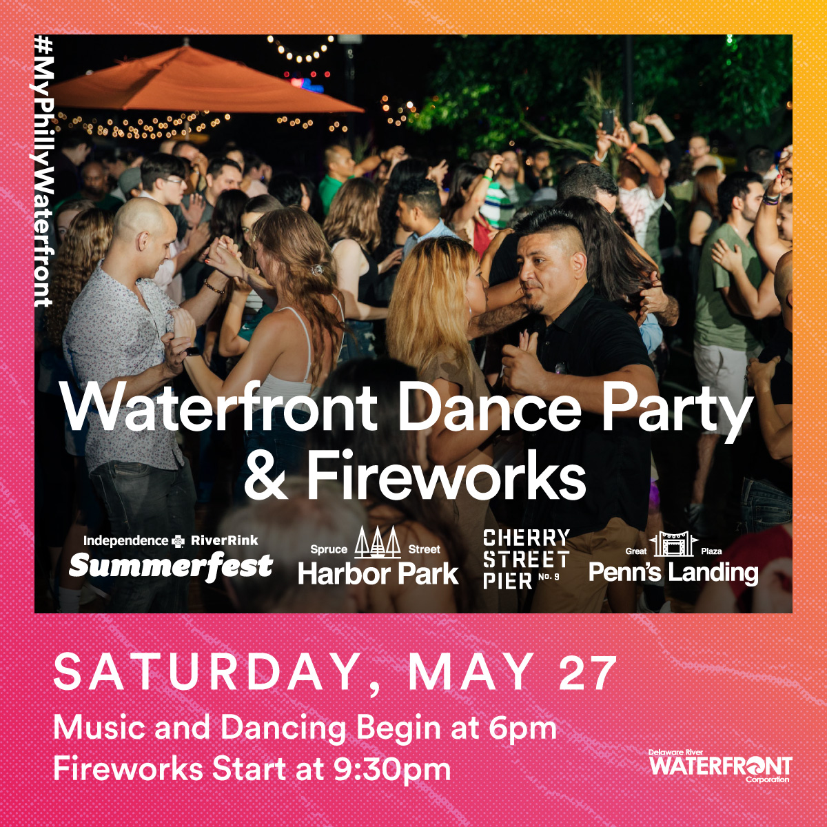 DelRiverWfront's tweet photo. Meet us at the Waterfront all day Saturday for awesome events at all our waterfront parks. End the night with @SilentPhilly at the Rink for an epic dance party. Then, kick off summer with a fireworks show at 9:30PM!

https://t.co/Y6Ii7feZ53

#MDW #MyPhillyWaterfront #DRWC https://t.co/nKO3eWuMBn