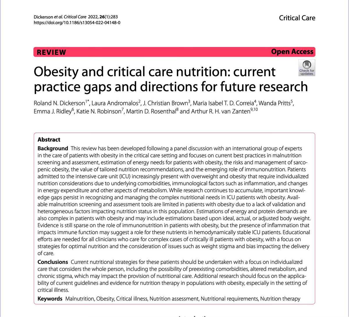 Paul_Wischmeyer's tweet photo. 🔥MUST READ!  Obesity &amp; Critical Care Nutrition Review in @Crit_Care 

🔗 Free Download at: https://t.co/w68UI1S50U

#FOAMcc #ICUNutrition #MedEd #MedTwitter #obesity @jlvincen https://t.co/hynnnxn9nE