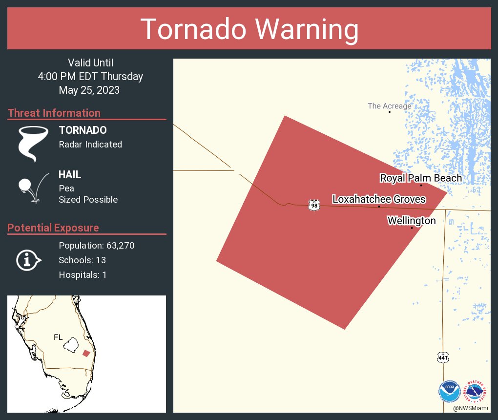 NWS Tornado on Twitter "Tornado Warning including Wellington FL, Royal Palm Beach FL and