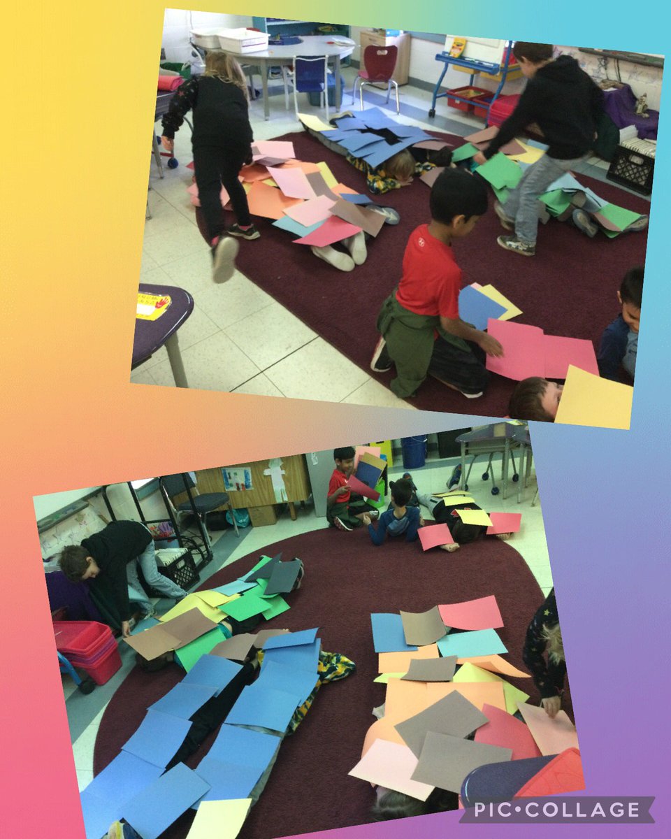 Can you spot all the kids? We played a fun challenge activity to see which group of children could place the most amount of papers on the rest of their group. They all had a blast! #cooperation #friends #problemsolving