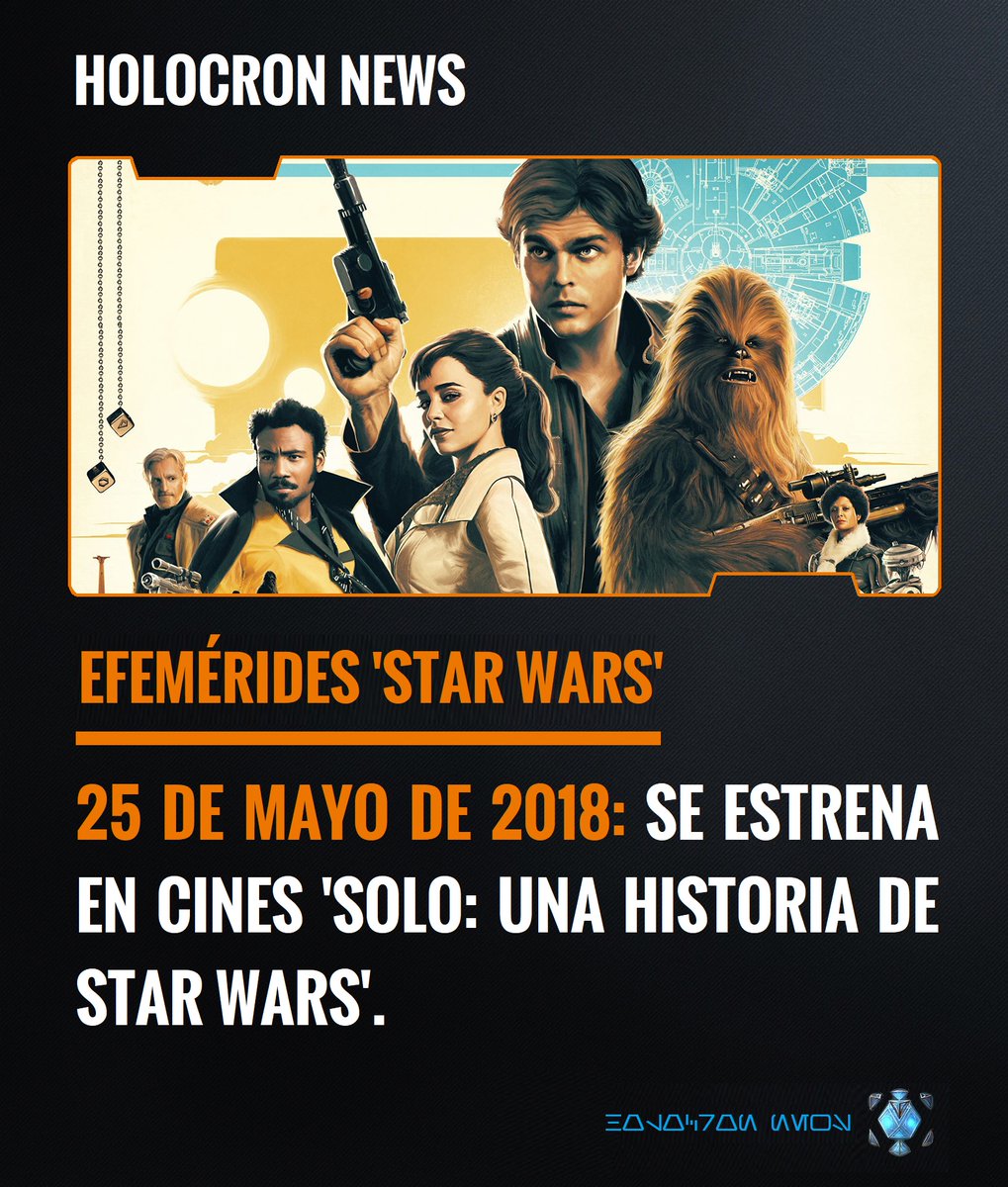 #SoloAStarWarsStory también está de fiesta!

Efemérides #StarWars: En un día como hoy, pero de 2018, se estrenó #SoloAStarWarsStory, el spin-off que nos muestra los origenes de #HanSolo, como conoce a #Chewbacca y a #LandoCalrissian e introdujo a personajes como #Qira y #Beckett.