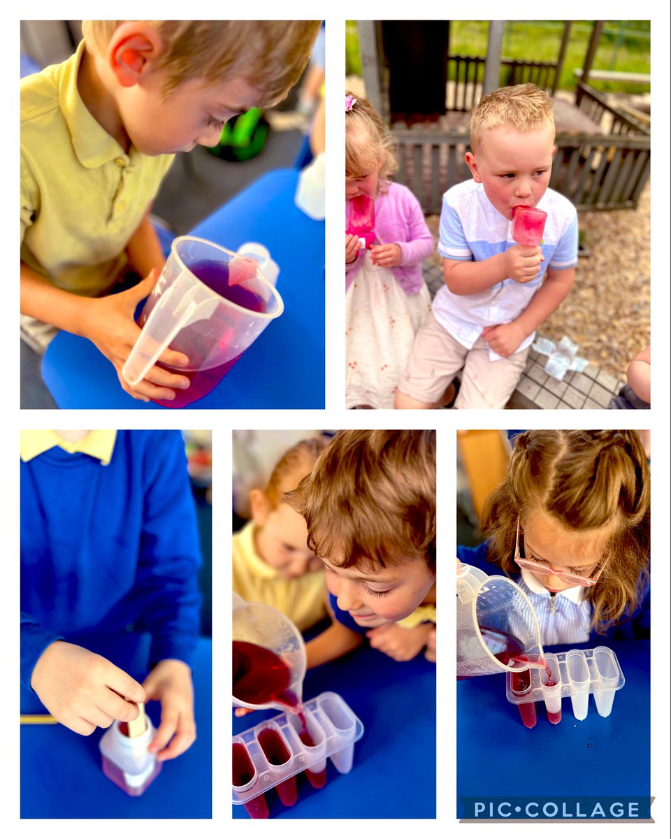We enjoyed our ice lollies in the sunshine today that we made all by ourselves. We discussed the changes  and the properties of ice. We then wrote instructions and followed them. We are so clever! @rhosyfedwen #AmbitiousAlys #WritingForAPurpose #AuthenticLearning 🍡 ☀️🧊