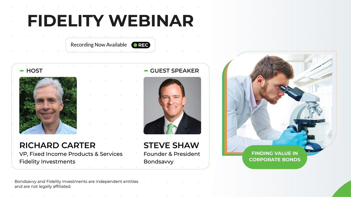 Click to watch a replay of 'Finding value in corporate bonds,' my recent webinar with Fidelity: fidelity.com/learning-cente…
 
#fixedincome #bonds #corporatebonds #finance #corporatefinance #investing #investment #markets