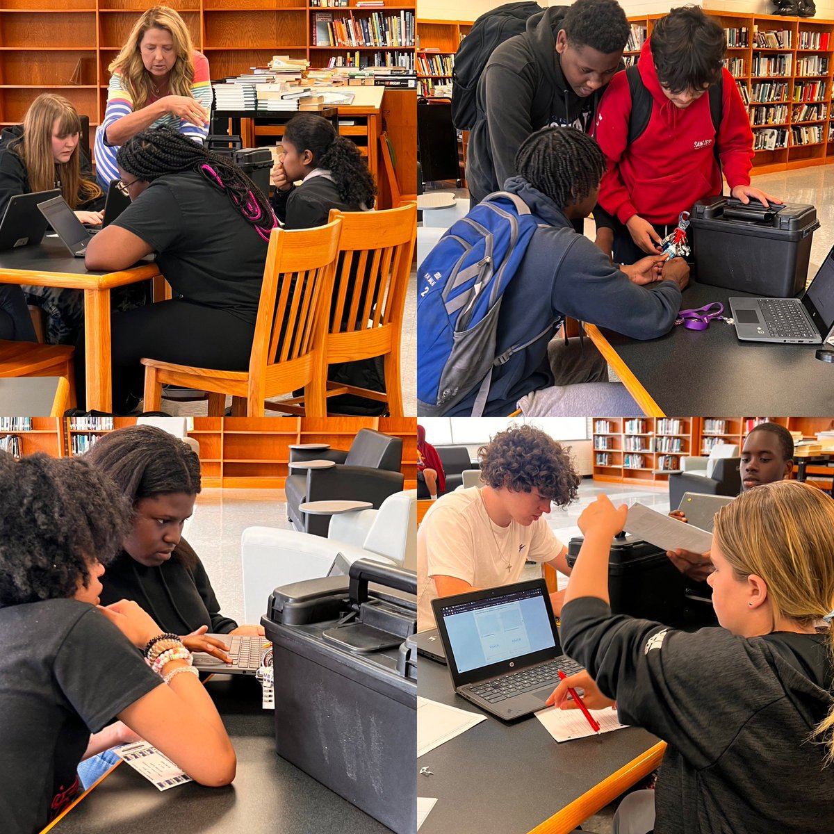 Mrs. Gibbs’s Math I students enjoyed a breakout activity in the Media Center today as part of their EOC review. Thanks to the teachers at SHS for creating this activity!