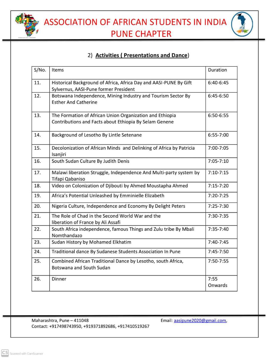 aasipune's tweet photo. Below is the program list of Africa Day 2023,

Date: 26/5/2023
Time: 5:30 pm onwards 
Venue: Symbiosis Vishwabhavan Auditorium

 https://t.co/cGvQvu1axj

Come one come all to witness the Africa traditional dressing, culture, Heritage and Identity. https://t.co/9FzHpKrBDX