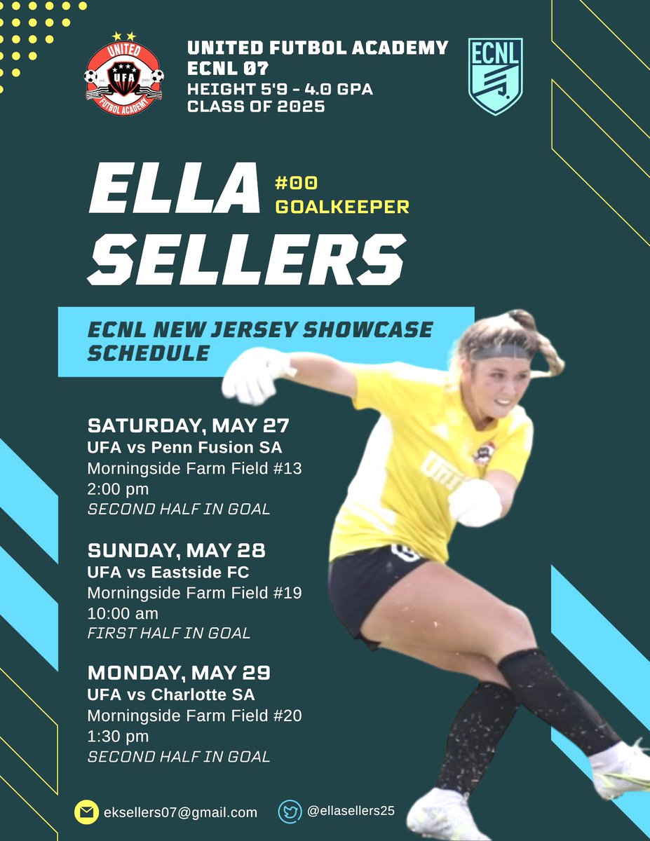 New Jersey bound tomorrow for our last showcase of the season. Let’s go!! @UnitedFA_ECNL @graceESgk1 @AbbyBatts @AddisonDeJoseph @Alexa_DeJoseph @ReeceWardd12 @GoalieBryce @iggymoleka14 @ImCollegeSoccer @ImYouthSoccer @ECNLgirls @PrepSoccer @onlyGplatform @TopDrawerSoccer