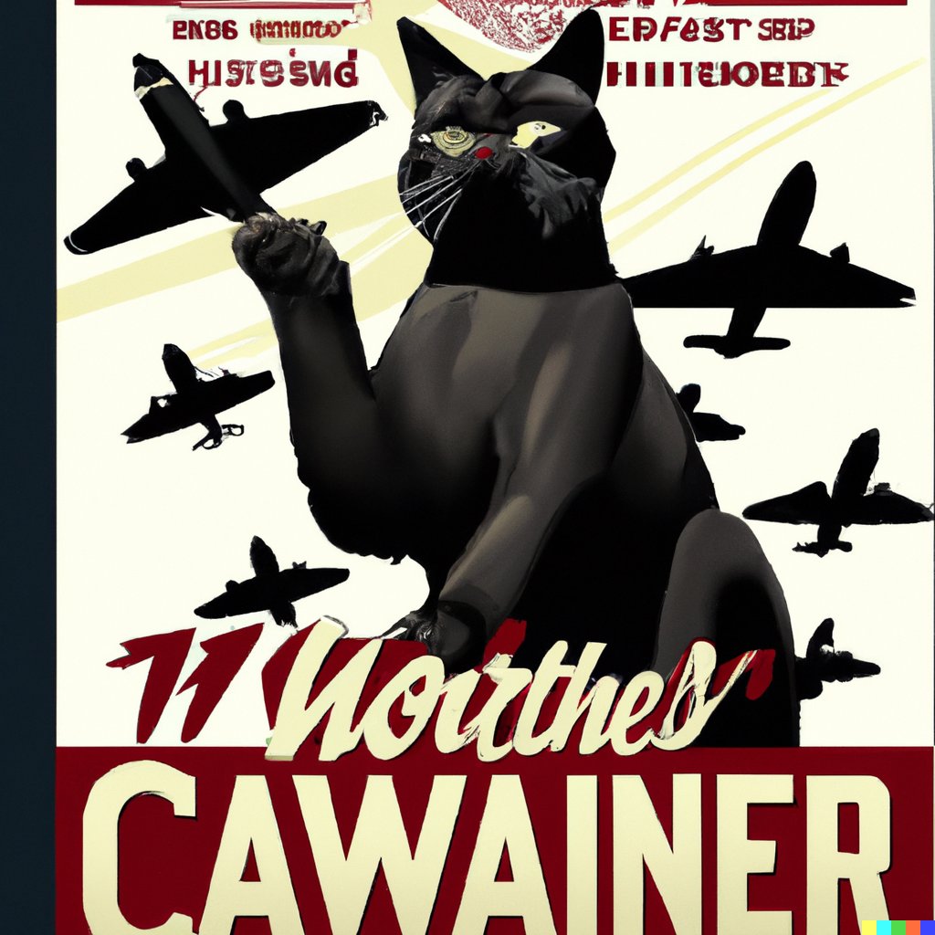 SustoFelix's tweet photo. So I was playing with AI and decided to ask it to make black cat in soviet style propaganda poster with tanks and planes. Not bad, I kinda like these. https://t.co/WyJ6zLLyXJ